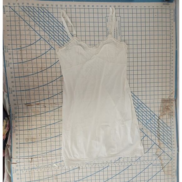 Vintage Satin Lace Slip Dress Adjustable Ribbon Straps Fairycore‎ Layering Piece - Picture 4 of 8